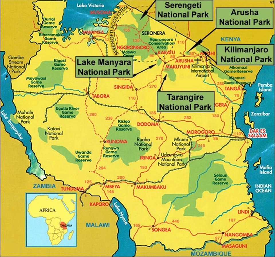 Карта где находится танзания